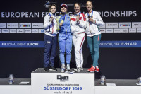 Women's Sabre Podium (l to r Brunet, Kharlan, Velikaya, Marton)